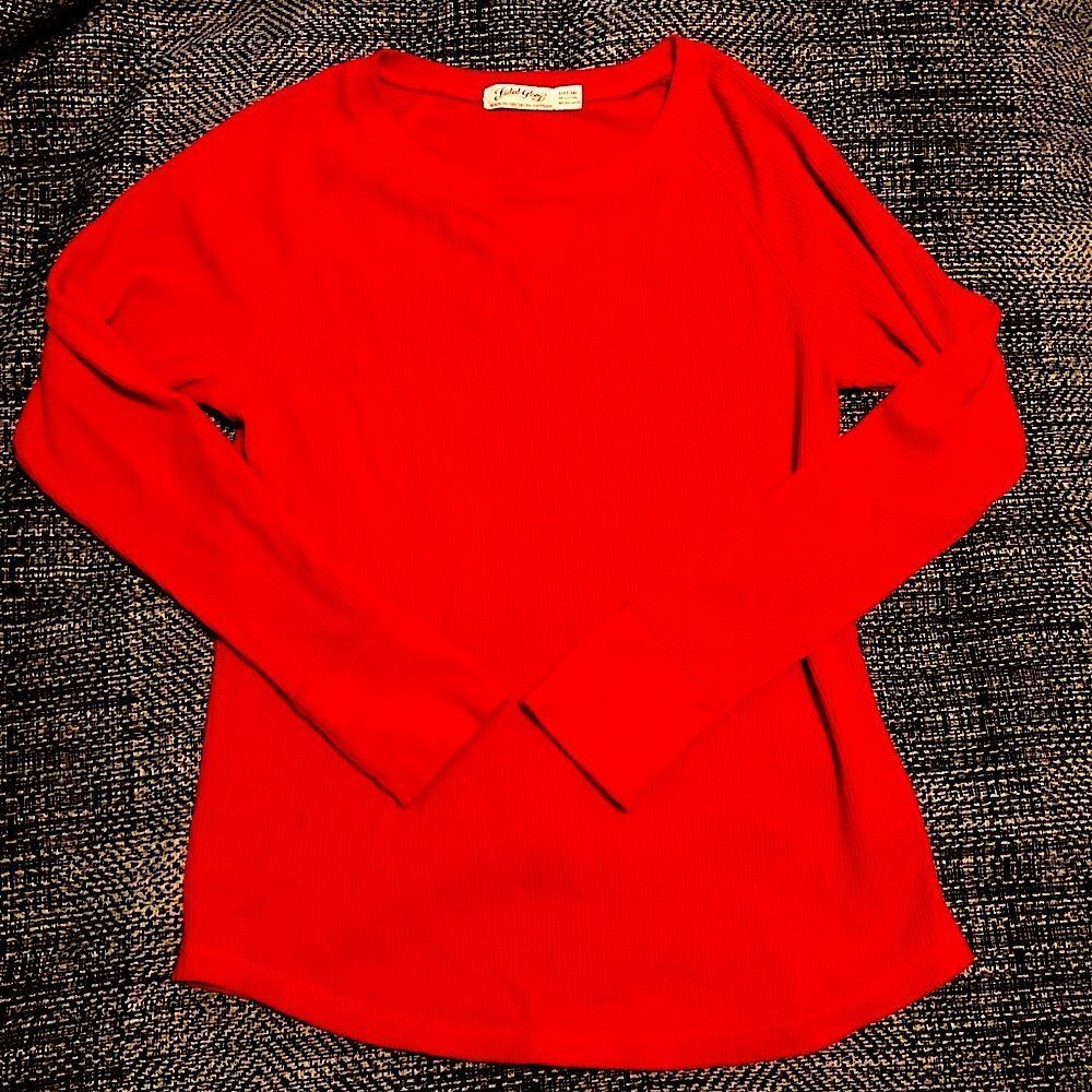 SALE 2for$15 Faded Glory Red Waffle Long Sleeve Thermal Henley​